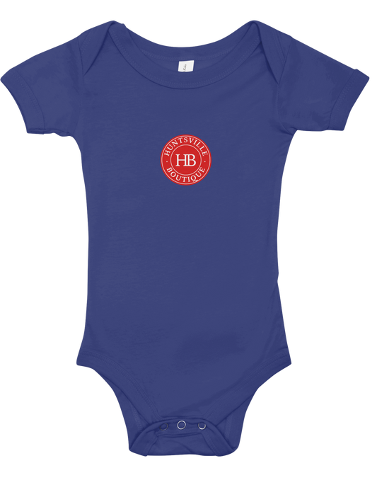 Blue onesie-Red & White HB